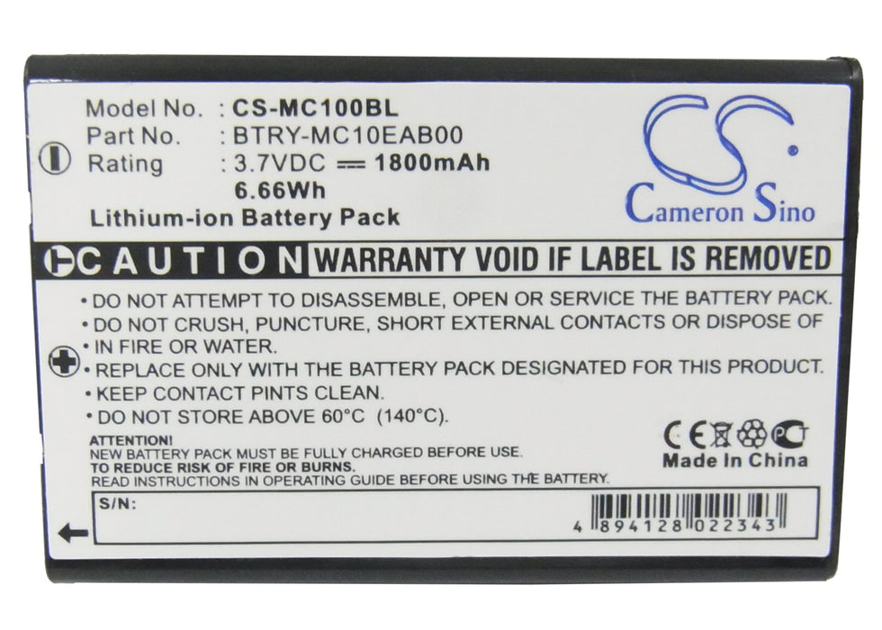 CS-MC100BL : Battery for Mobila PPT101 - Replaces Intermec 73659, 074337S