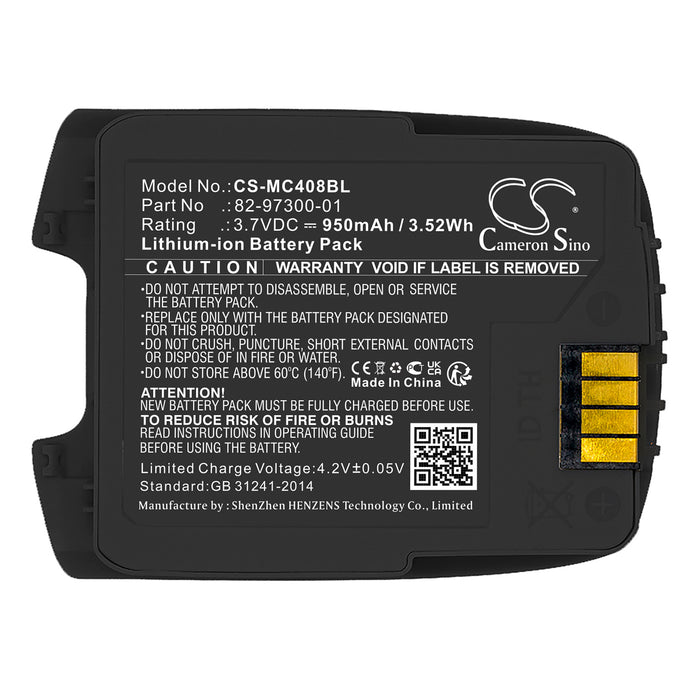 CS-MC408BL : Battery for Motorola CS4070, CS4070-SR - Replaces Motorola BTRY-CS40EAB00-04, 82-97300-01