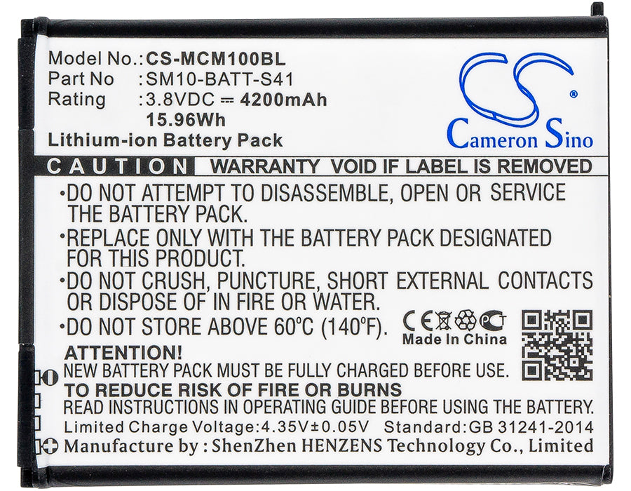 CS-MCM100BL : Battery for M3 Mobile SM10, SM10LTE - Replaces M3 Mobile SM10-BATT-S41