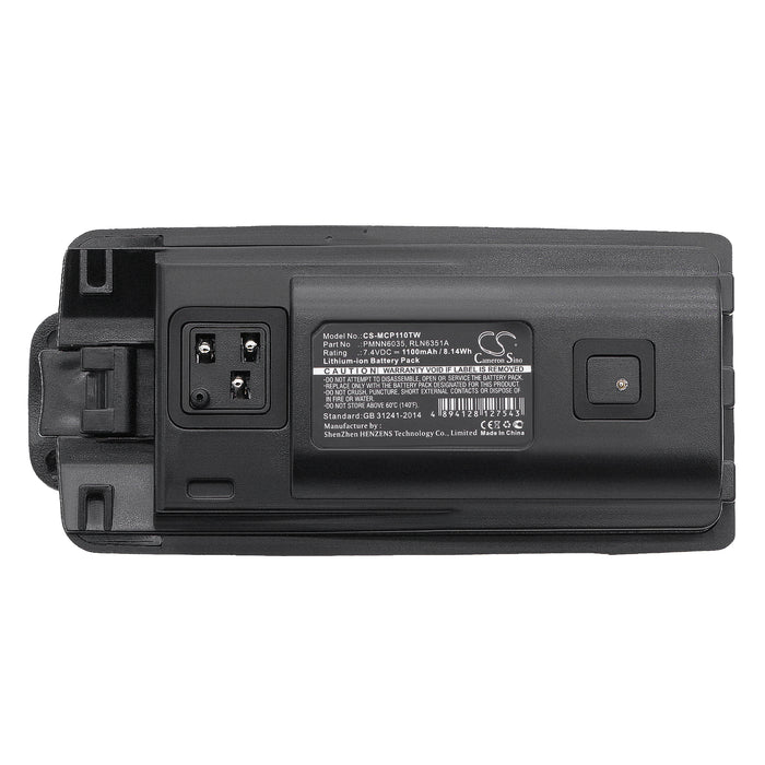 CS-MCP110TW : Battery for Motorola CP110, EP150, A10 and others - Replaces Motorola PMNN6035, RLN6351A, 6080384X65