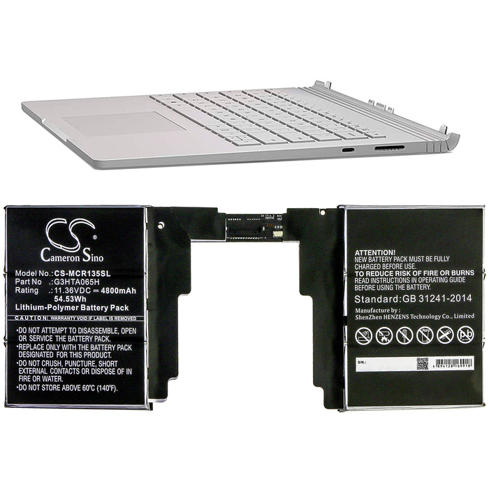 CS-MCR135SL : Battery for Microsoft Surface Book 3 13.5 Keyboard - Replaces Microsoft G3HTA065H