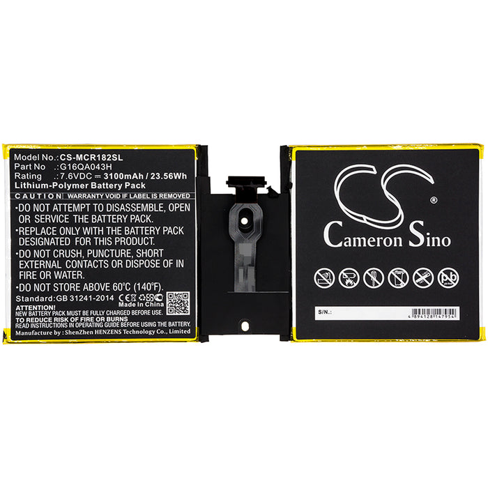 CS-MCR182SL : Battery for Microsoft Surface Go, 4415Y, Surface Go 10 and others - Replaces Microsoft G16QA043H, Q16QA043H
