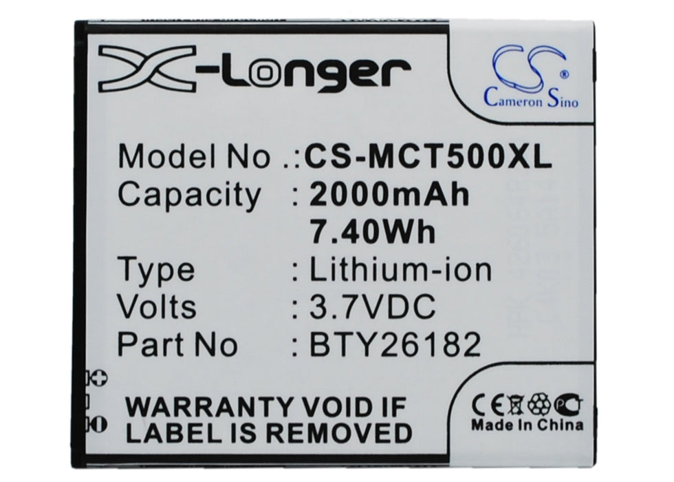 CS-MCT500XL : Battery for Mobistel Cynus T5, MT-9201w, MT-9201b and others - Replaces Mobistel BTY26182, BTY26182Mobistel/STD