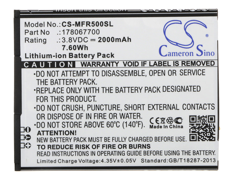 CS-MFR500SL : Battery for Mobiwire Ahiga, Pegasus - Replaces Mobiwire 178067700