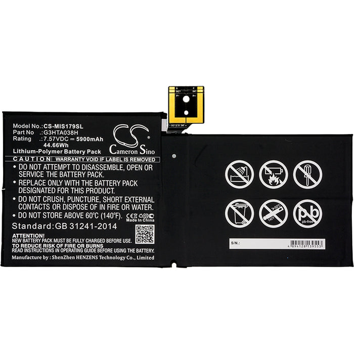 CS-MIS179SL : Battery for Microsoft Surface Pro 5, Surface Pro 5 1796 - Replaces Microsoft G3HTA038H, DYNM02