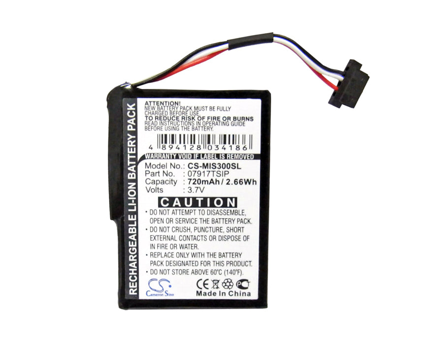 CS-MIS300SL : Battery for Mitac Mio Spirit 300, Spirit 300 Traffic, Spirit 555 and others - Replaces Mitac 07917TSIP