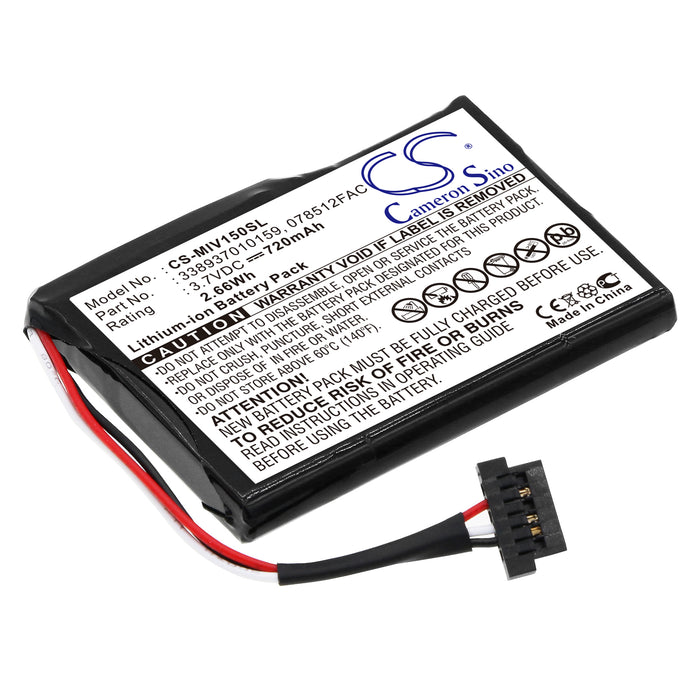 CS-MIV150SL : Battery for Mitac Mio Moov 150 - Replaces Mitac 338937010159, 078512FAC