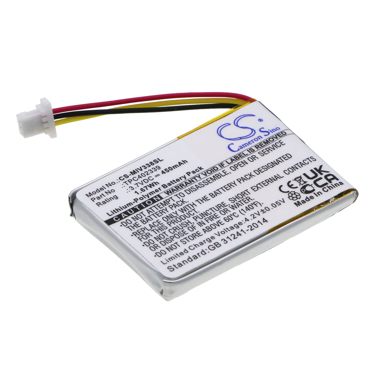 CS-MIV338SL : Battery for Mio Mivue 338, MiVue 366, MiVue 368 and othe ...