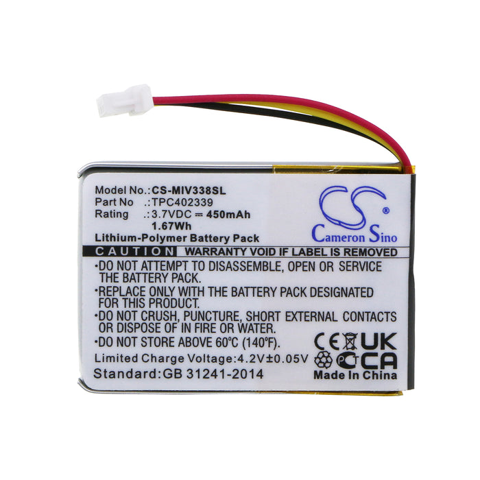 CS-MIV338SL : Battery for Mio Mivue 338, MiVue 366, MiVue 368 and others - Replaces Mio TPC402339