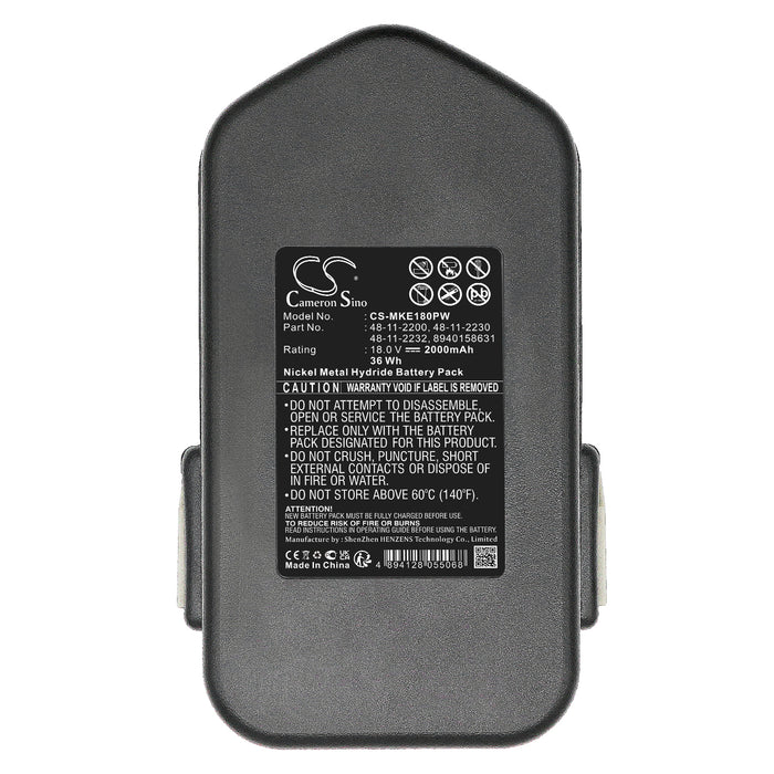 CS-MKE180PW : Battery for Milwaukee 0521-20, 0521-21, 0521-22 and others - Replaces Milwaukee 48-11-2200, 48-11-2230, 48-11-2232