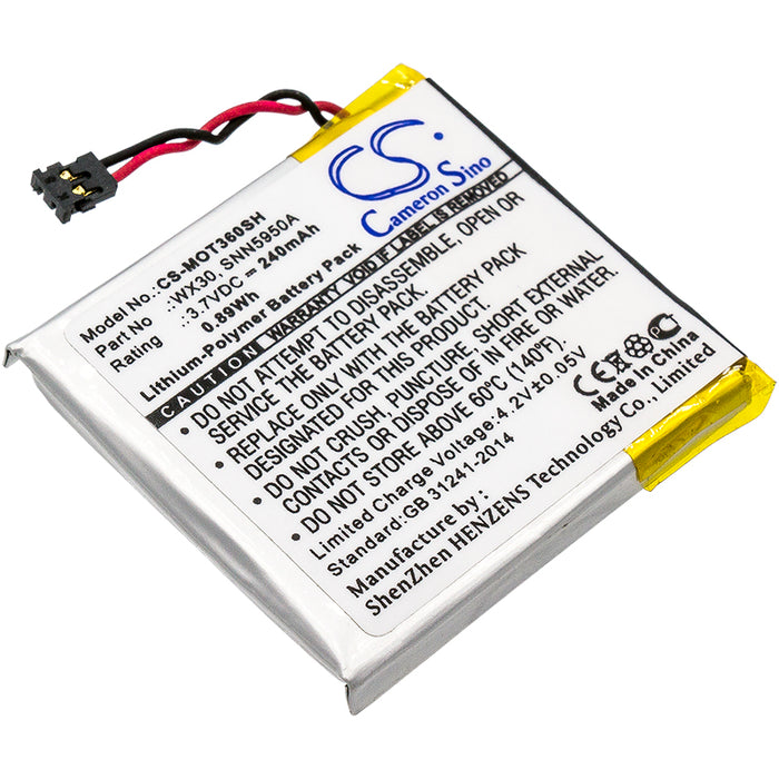 CS-MOT360SH : Battery for Motorola Moto 360 - Replaces Motorola WX30, SNN5950A, SNN5951A