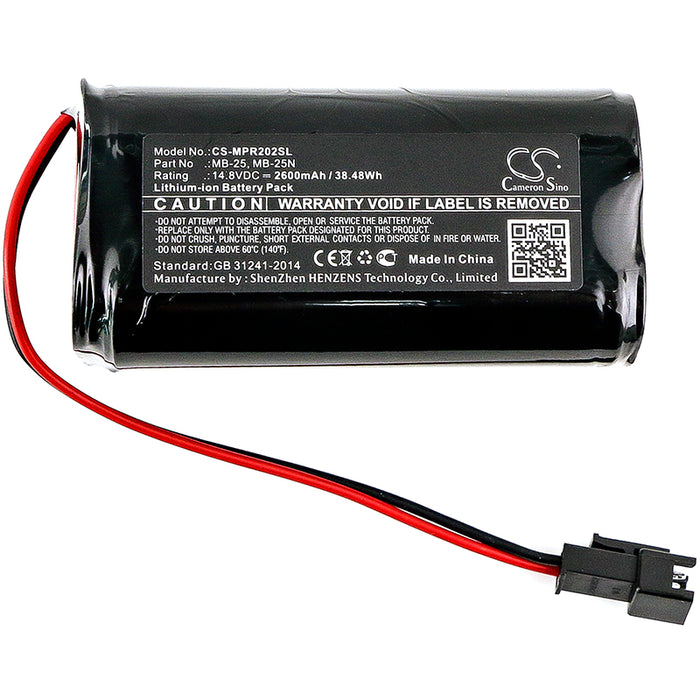 CS-MPR202SL : Battery for Mipro MA-101B, MA-202, MA-202B - Replaces Mipro MB-25, MB-25N