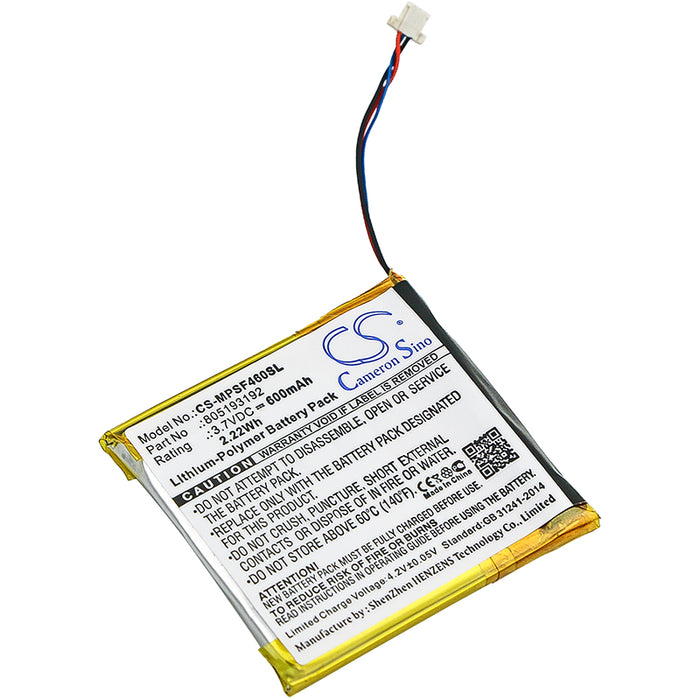 CS-MPSF460SL : Battery for SanDisk Sansa View 8GB, Sansa View 16GB, Sansa View 32GB and others - Replaces SanDisk 805193192