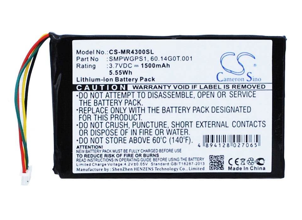 CS-MR4300SL : Battery for Magellan Maestro 4300, Maestro 4350, Maestro 4370 - Replaces Magellan SMPWGPS1, 60.14G0T.001