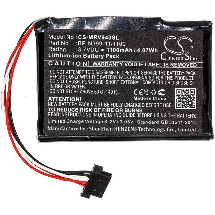 CS-MRV940SL : Battery for Magellan RoadMate RV 9490T-LMB - Replaces Magellan BP-N399-11/1100