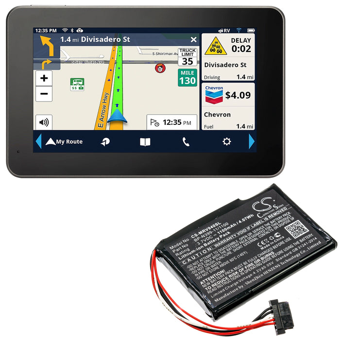 CS-MRV940SL : Battery for Magellan RoadMate RV 9490T-LMB - Replaces Magellan BP-N399-11/1100