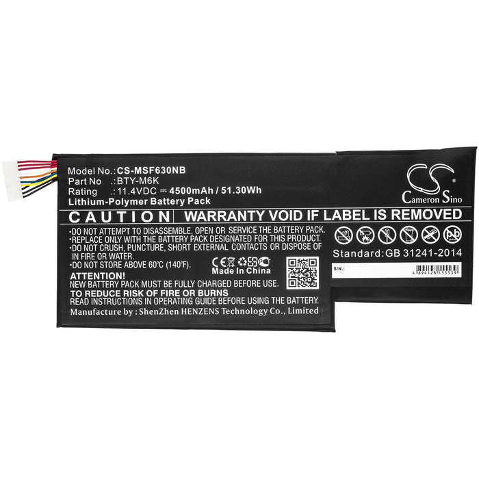 CS-MSF630NB : Battery for MSI GF63 8RC-005CN, GF75 Thin 8RC, GF75 8RC-206RU Thin and others - Replaces MSI BTY-M6K