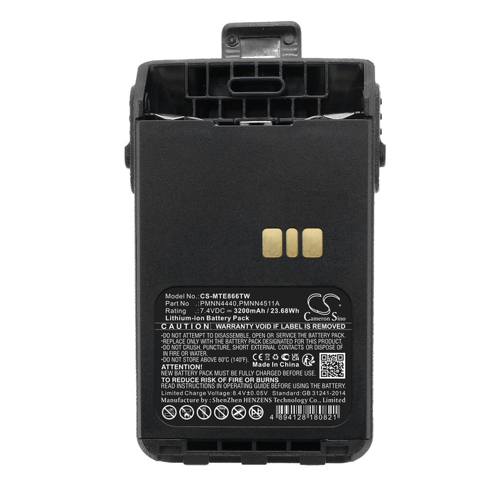 CS-MTE866TW : Battery for Motorola XiR E8600, XiR E8608, XiR E8668 and others - Replaces Motorola PMNN4440, PMNN4440AR, PMNN4511A and others