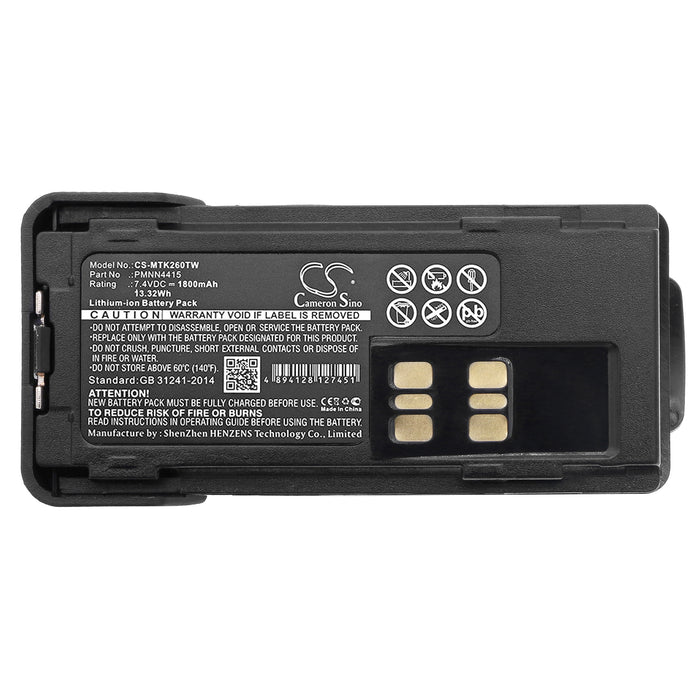 CS-MTK260TW : Battery for Motorola DP2400, DP2600, DP-2400 and others - Replaces Motorola PMNN4415, PMNN4416, PMNN4417 and others