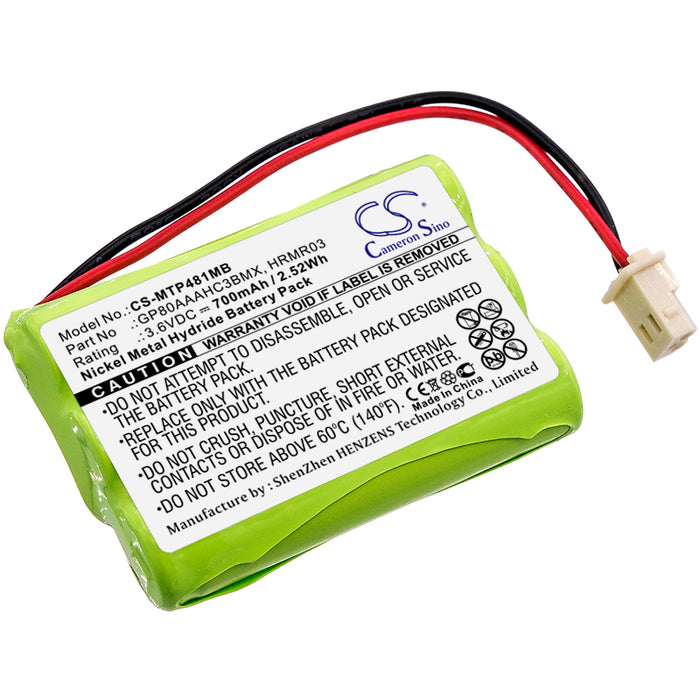 CS-MTP481MB : Battery for Version MBP33S, MBP36, MBP36S and others - Replaces Motorola HRMR03, GP80AAAHC3BMX (Newer Models), GP80AAAHC3BMXZ (Newer Models)