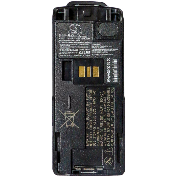 CS-MTP810TW : Battery for Motorola MTP810Ex, MTP850Ex - Replaces Motorola NNTN7383, NNTN7383A