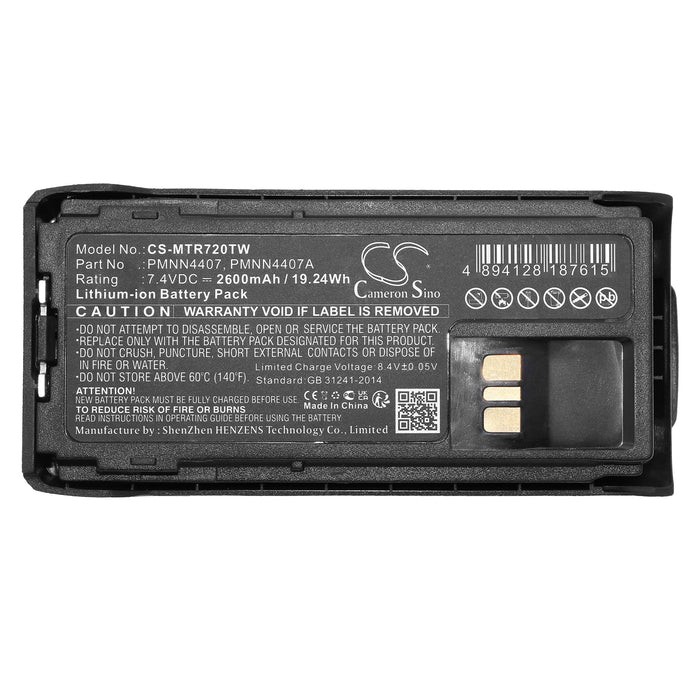 CS-MTR720TW : Battery for Motorola R7, R7A - Replaces Motorola PMNN4807, PMNN4807A, PMNN4808 and others