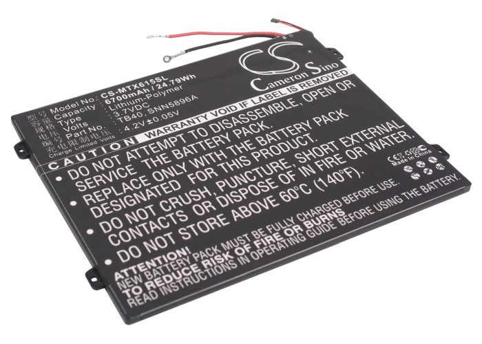 CS-MTX615SL : Battery for Motorola Xoom 2 10.1, MZ615, MZ617 and others - Replaces Motorola TB40, SNN5896A, L-L-L DC110510
