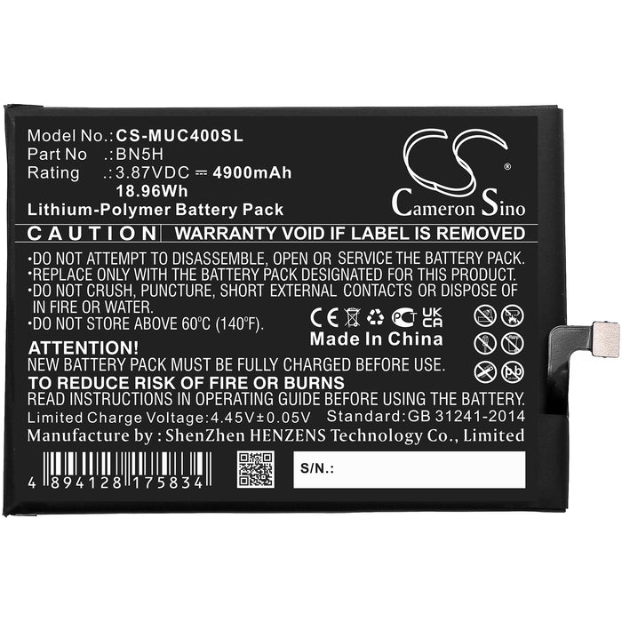 CS-MUC400SL : Battery for Xiaomi Redmi Note 11E, Redmi Note 11E 5G - Replaces Xiaomi BN5H