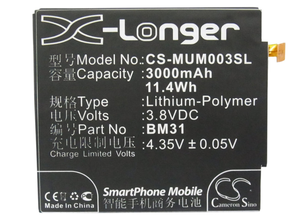 CS-MUM003SL : Battery for Xiaomi 3, M3, Mi3 - Replaces Xiaomi BM31