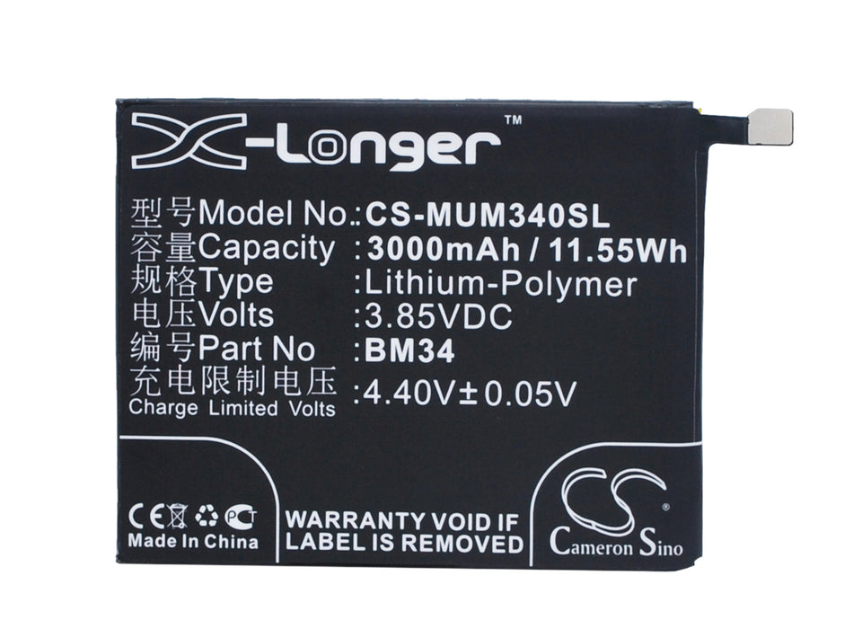 CS-MUM340SL : Battery for Xiaomi Mi Note Pro - Replaces Xiaomi BM34