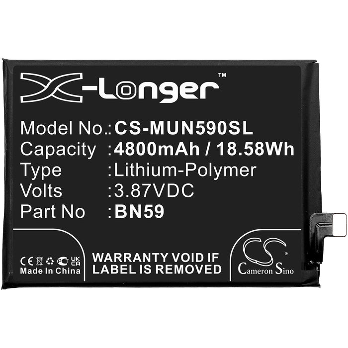 CS-MUN590SL : Battery for Xiaomi Redmi Note 10, M2101K7AI, M2101K7AG - Replaces Xiaomi BN59