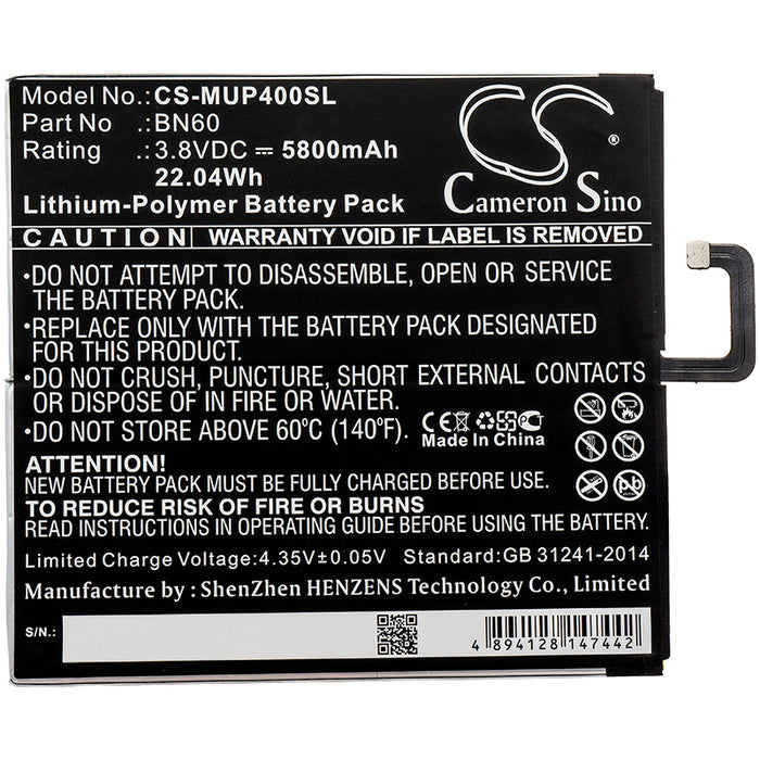 CS-MUP400SL : Battery for Xiaomi Mi Pad 4, Mi Pad 4 WiFi, M1806D9W and others - Replaces Xiaomi BN60