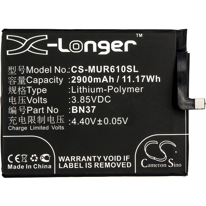 CS-MUR610SL : Battery for Xiaomi Redmi 6A, Redmi 6A Dual SIM TD-LTE, M1804C3DH and others - Replaces Xiaomi BN37