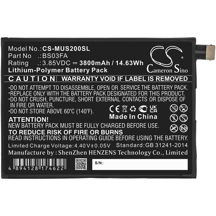 CS-MUS200SL : Battery for Xiaomi Black Shark 2, Black Shark 2 Dual SIM, Black Shark 2 Dual SIM TD-LTE and others - Replaces Xiaomi BS03FA