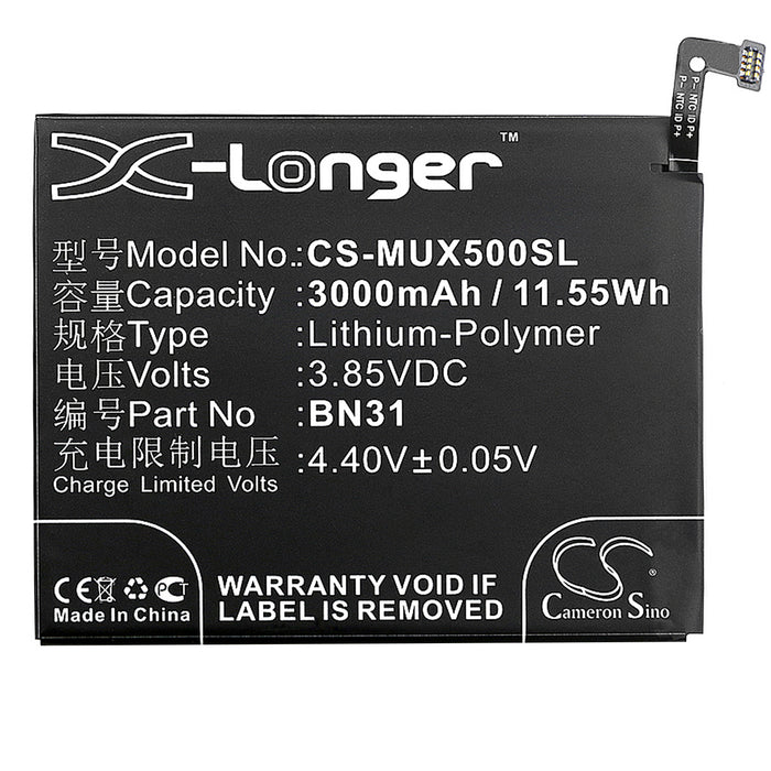 CS-MUX500SL : Battery for Xiaomi Mi A1, Redmi S2, Redmi S2 Dual SIM TD-LTE and others - Replaces Xiaomi BN31