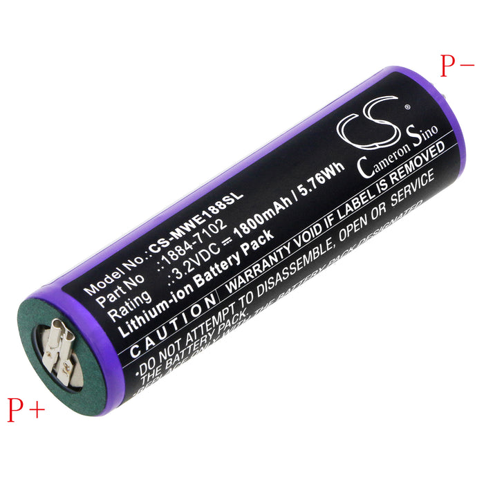 CS-MWE188SL : Battery for Moser Ermila 1884, Ermila 1885, 1884 Li+Pro and others - Replaces Moser 1884-7102