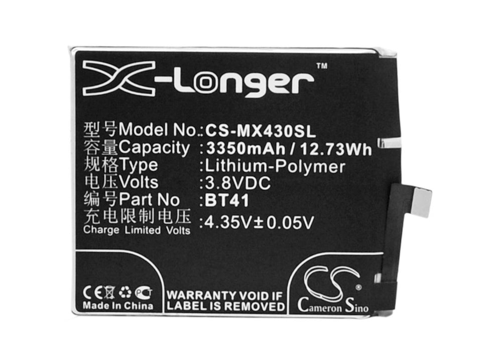 CS-MX430SL : Battery for Meizu MX4 Pro, MX4SWDS0, M462U - Replaces Meizu BT41, N0004720, US525972H4