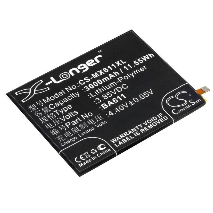 CS-MX611XL : Battery for Meizu M5, M5 Dual SIM, M611 and others - Replaces Meizu BA611