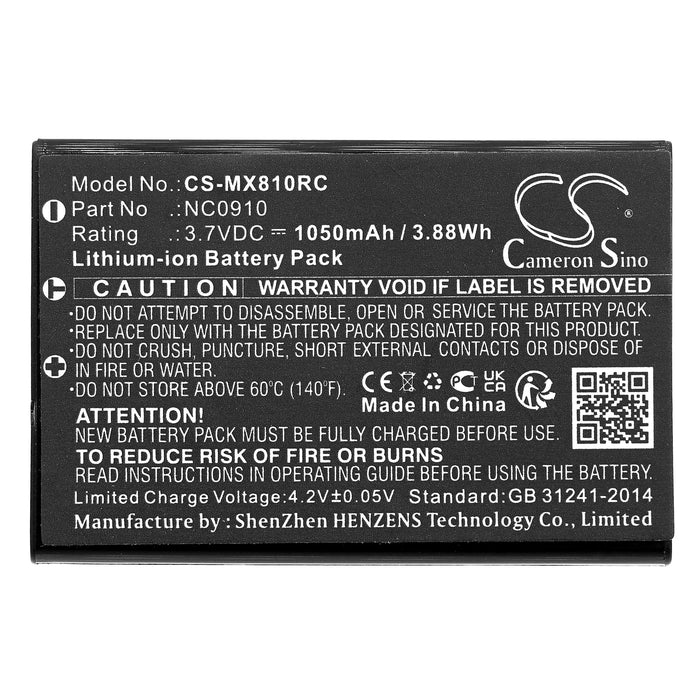 CS-MX810RC : Battery for URC MX-810, MX-880, MX-950 and others - Replaces URC NC0910, UT-BATTMX880, BATTMX880