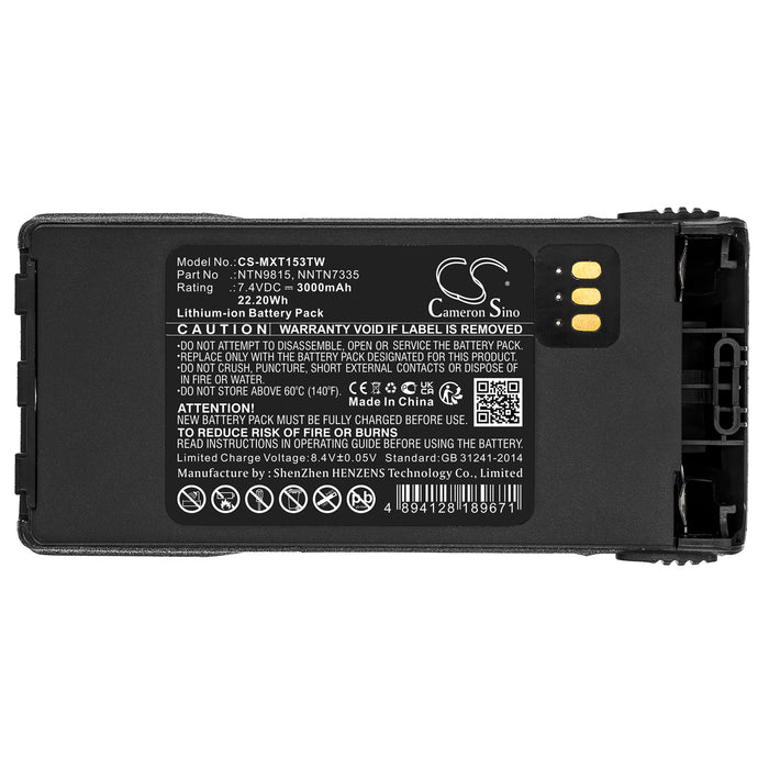 CS-MXT153TW : Battery for Motorola XTS1500, XTS2500, PR1500 and others - Replaces Motorola NTN9815, NTN9815A, NTN9851AR and others