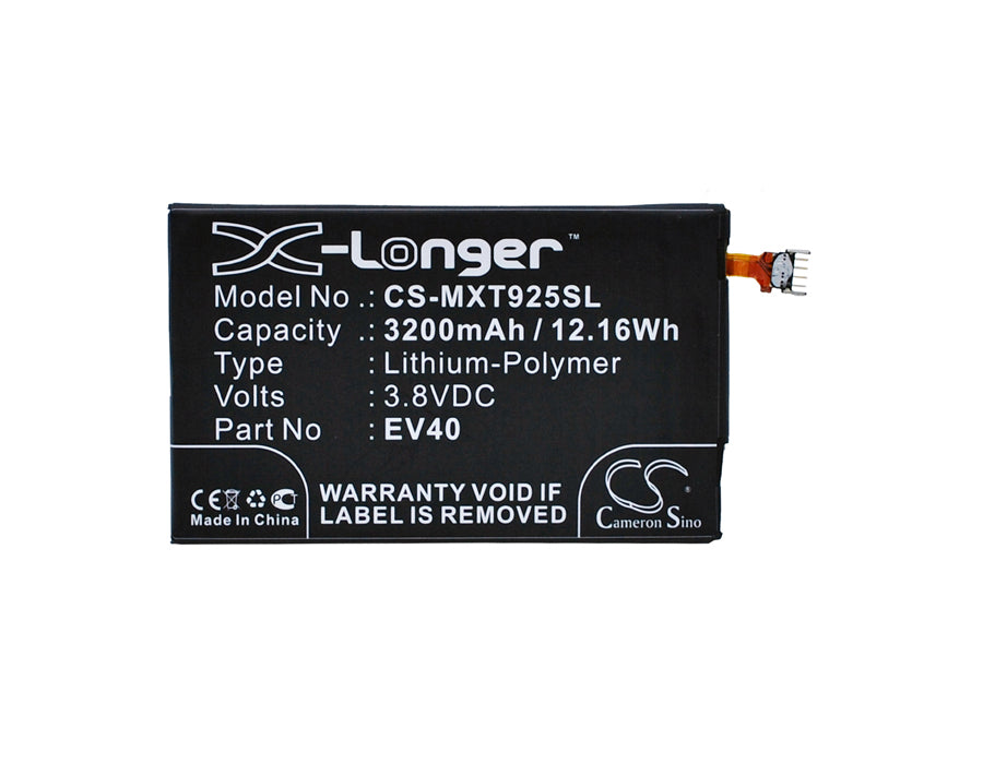 CS-MXT925SL : Battery for Motorola Droid Razr HD, Droid Razr MAXX HD, XT926 - Replaces Motorola EV40, SNN5913A