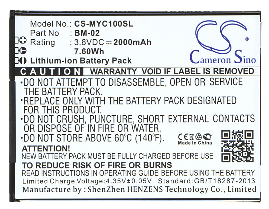 CS-MYC100SL : Battery for MyPhone Cube - Replaces MyPhone BM-02