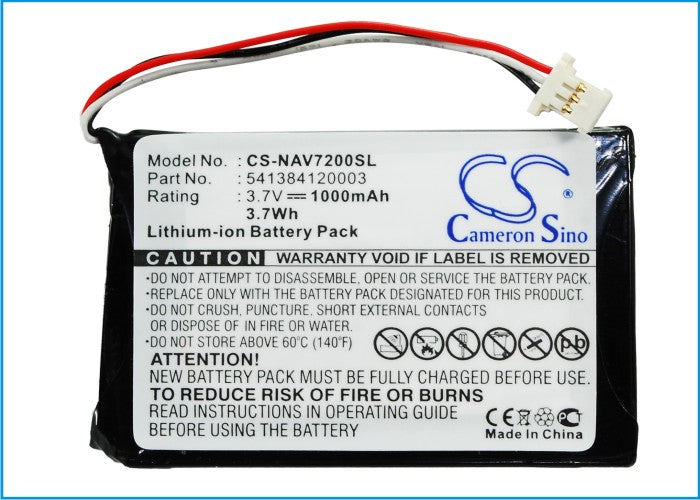 CS-NAV7200SL : Battery for Navigon 72 Easy, 72 Plus Live - Replaces Navigon 541384120003, JS541384120003, GTC39110BL08554