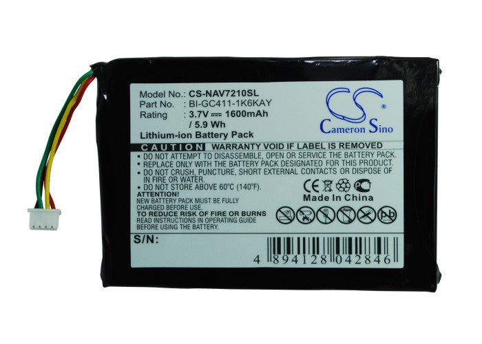 CS-NAV7210SL : Battery for Navigon 7210, 7310 - Replaces Navigon BI-GC411-1K6KAY