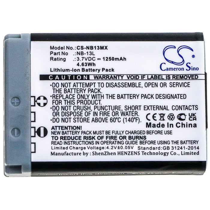 CS-NB13MX : Battery for Canon Powershot G7X, Powershot G5X, Powershot G9X and others - Replaces Canon NB-13L