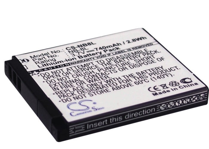 CS-NB8L : Battery for Canon PowerShot A3000, PowerShot A3000 IS, PowerShot A3100 and others - Replaces Canon NB-8L