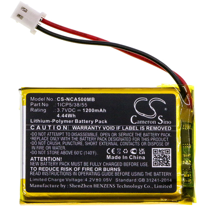 CS-NCA500MB : Battery for NUK ECO Control Audio 500, Eco Control Audio 530D+ - Replaces NUK 1ICP5/38/55