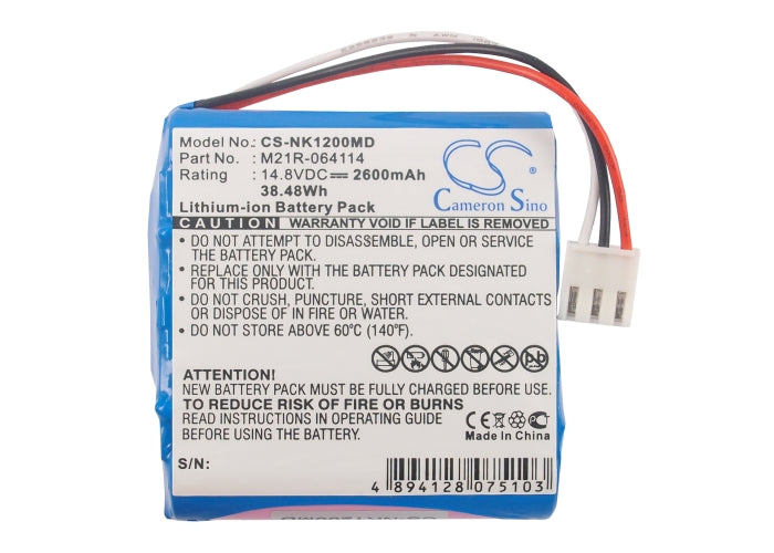 CS-NK1200MD : Battery for Nihon Kohden Edan SE-1, Edan SE-3, Edan SE-1200 and others - Replaces Nihon Kohden HYTB-102, M21R-064114