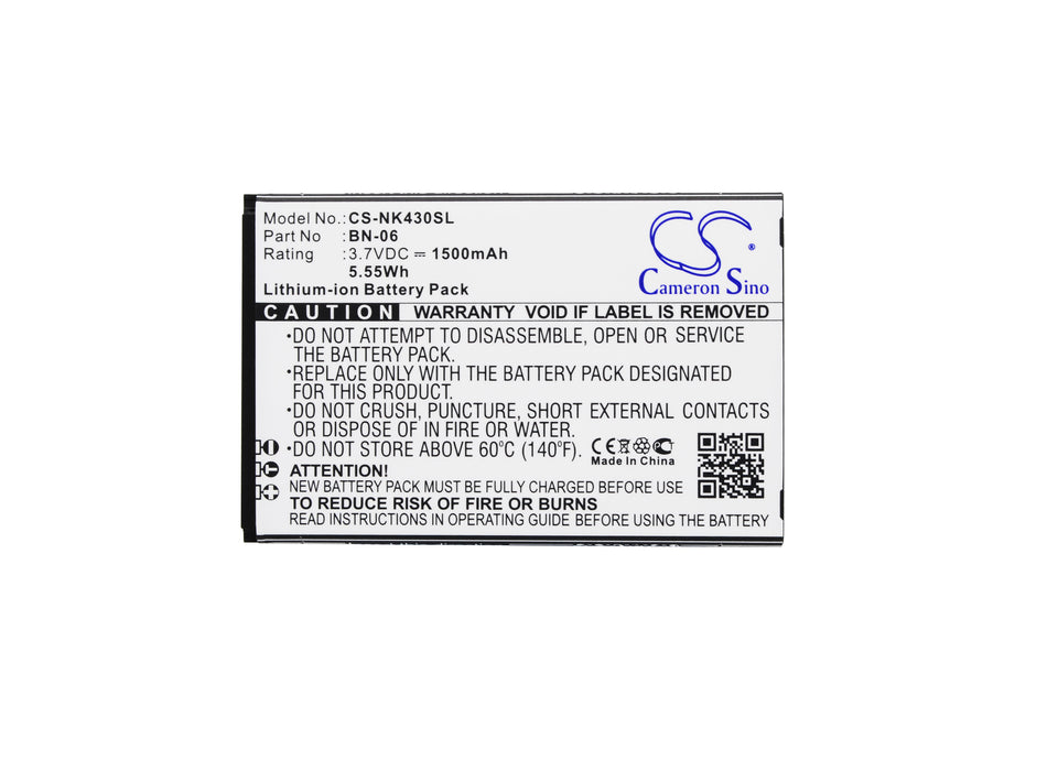 CS-NK430SL : Battery for Nokia Lumia 430, Lumia 430 Dual SIM - Replaces Nokia BN-06