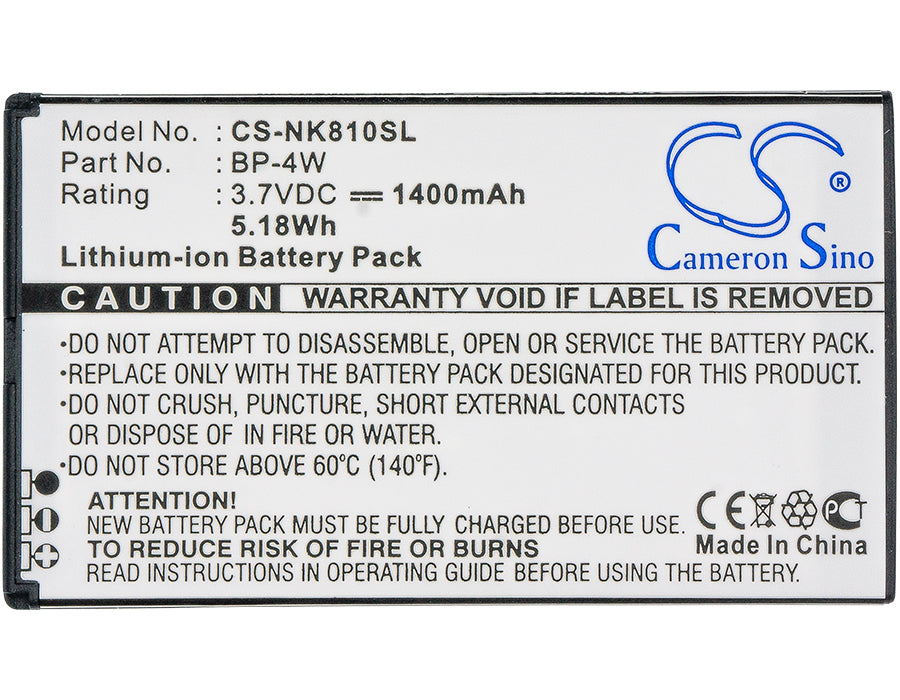 CS-NK810SL : Battery for Nokia Lumia 810, Lumia 822 - Replaces Nokia BP-4W